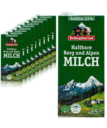 Berchtesgadener Land - 10 -pack H -enforcement milk 3.5 % in 1 lit Pack - durable milk from farms from the mountain and alpine region (mountain farmer's milk) coffee 1 l (10 pack)