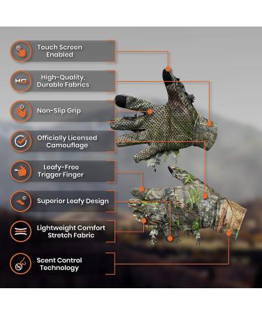 QuikCamo Mossy Oak & Realtree 3D Leafy Camo Hunting Gloves | Touch Screen/Fingerless | NWTF Obsession | Large/XL - Buy Online on GoSupps.com