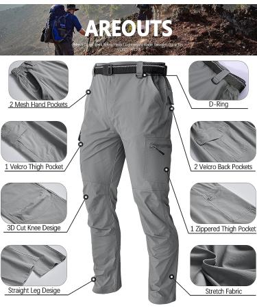 Men's Lightweight Water-Resistant Cargo Work Hiking Pants - Quick Dry & Breathable for Fishing, Travel, Camping - Multi Pocket Design - Light Grey (Medium) - Buy Online on GoSupps.com