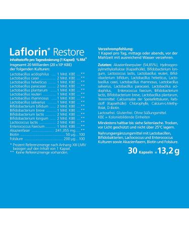 Laflorin Restore - Probiotic Intestinal Renovation with 14 Cultures | 30 Pieces - Lab-Tested Gut Health Solution - Buy Online on GoSupps.com