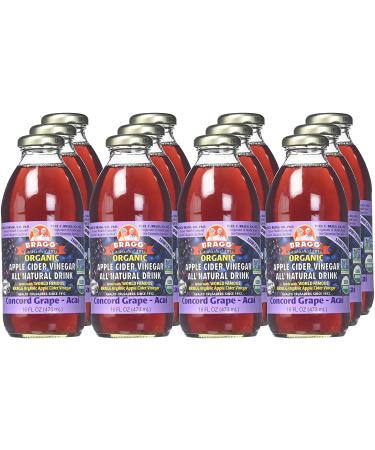 Bragg Apple Cider Grape & Acai 16oz - Pack of 12 | Organic ACV Drink - Buy Online on GoSupps.com
