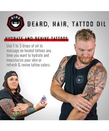 GIBS Beard Hair & Tattoo Oil - Softens & Strengthens Beard Growth, Moisturizes Skin | 4 Scents, 2 Sizes - Nutmeg, Leather, Vanilla, Musk - Buy Online on GoSupps.com