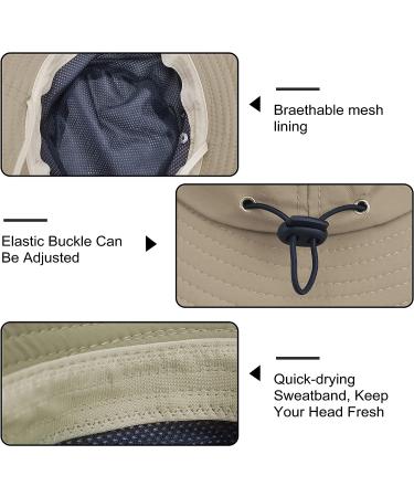 Muryobao Men's Sun Hat UPF 50+ Wide Brim Breathable Safari Cap, Khaki - Buy Online on GoSupps.com