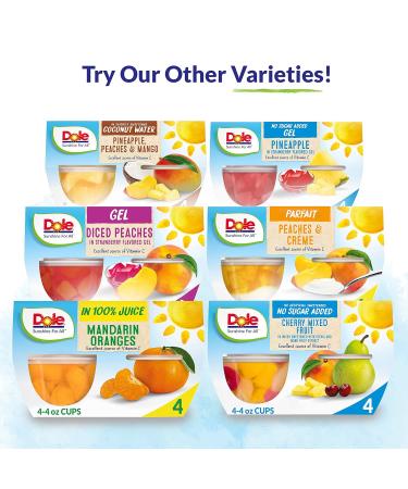 Dole Fruit Bowls Diced Peaches in Strawberry Gel - Gluten Free Healthy Snack - 4.3 oz Cups (Pack of 24) - Buy Online on GoSupps.com