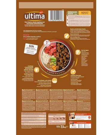 Ultima Medium-Maxi Adult Beef Dry Dog Food 7.5 kg - Buy Online on GoSupps.com
