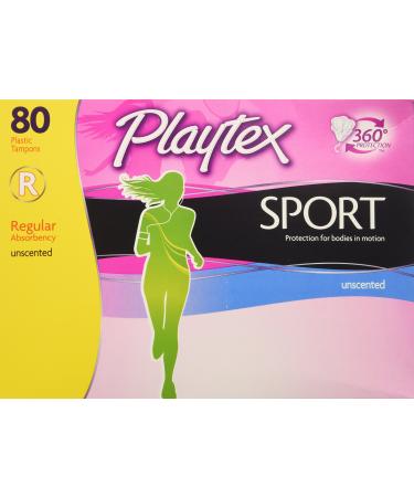 Playtex Sport Unscented Regular Absorbency Tampons 80 Count 80 Count (Pack of 1)