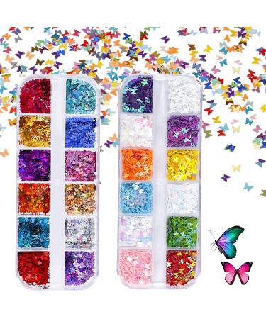 Butterfly nail glitter for face nails eyes lips hair body make-up glitter for music festival masquerade party clubs christmas 24 colors