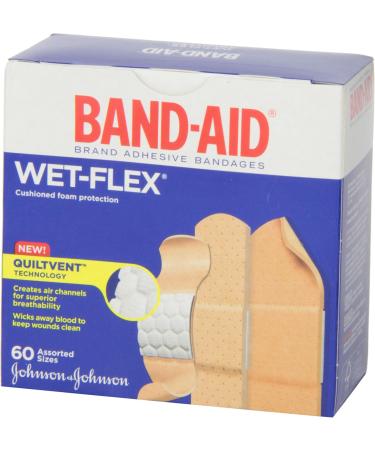 Band-Aid Water Resistant Wet-Flex Adhesive Bandages Assorted Sizes Value Pack Small Regular Large 60 Bandages Variety Pack - Buy Online on GoSupps.com