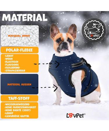 Lovpet Dog Jacket & Coat - 45 Feces Bags Included | Waterproof Padded Winter Vest with Reflectors & D-Ring | 2XL Navy Blue - Buy Online on GoSupps.com