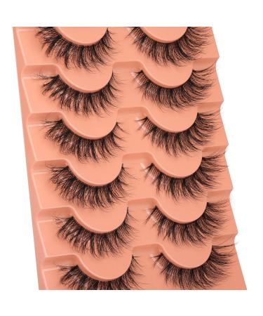 Cat Eye Wispy 16MM 3D Faux Mink Lashes | Natural Clear Band | 7 Pairs Pack by Mavphnee - Buy Online on GoSupps.com