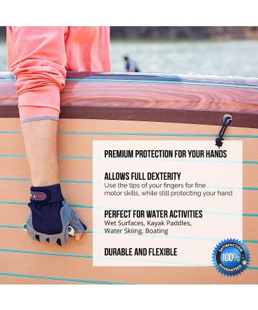 MRX Boxing & Fitness 3/4 Finger Sailing Gloves with Grip - Blue/Grey, Medium for Men and Women - Ideal for Kayaking, Workouts & More - Buy Online on GoSupps.com