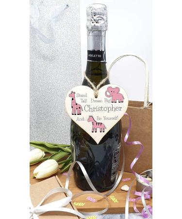 Personalized Plum Penguin Wooden Hanging Heart Plaque - Be Brave, Dream Big, Be Yourself | Pink Safari Animals Nursery Wall Decoration - New Baby Gift - Buy Online on GoSupps.com