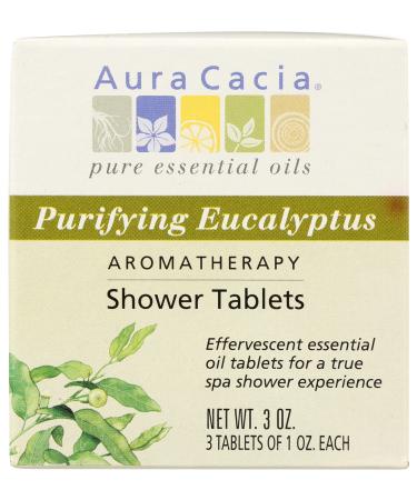 Aura Cacia Purifying Eucalyptus Aromatherapy Shower Tablets No Synthetic Fragrances 3 Ounces (Pack of 3)