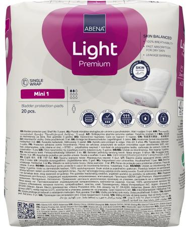 Abena Eco-Friendly Women's Incontinence Pads - Fast Absorption & Protection - Light Mini 1 180ml 20PK - Buy Online on GoSupps.com
