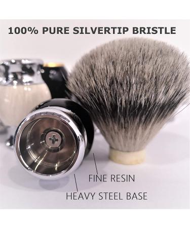Je&Co Silvertip Badger Hair Shaving Brush - Handmade with Fine Resin Handle and Stainless Steel Base (Brown) - Buy Online on GoSupps.com