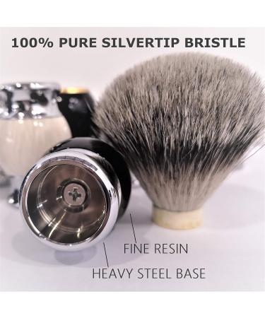 Je&Co 100% Silvertip Badger Hair Shaving Brush - Handmade High-Quality Brush with Fine Resin Handle & Stainless Steel Base (Black) | International Shipping Available - Buy Online on GoSupps.com