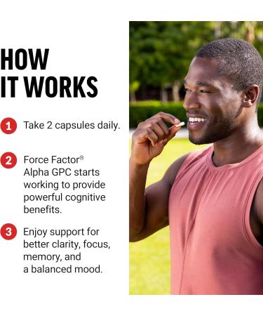Force Factor Alpha GPC Brain Supplement for Memory and Focus Mood Support Supplement with Alpha GPC 600mg Premium Quality Vegan Non-GMO 60 Capsules - Buy Online on GoSupps.com