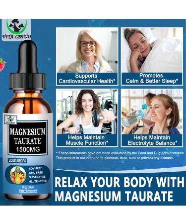 Magnesium Taurate Liquid Drops High Absorption Magnesium Taurate 1500mg for Cardiovascular Health Muscle Joint and Heart Health* Liquid Magnesium Supplement for Adults Women & Men 30 Servings - Buy Online on GoSupps.com