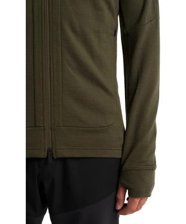Icebreaker Merino Men's Quantum III Long Sleeve Wool Athletic Zip Up Hoodie - Loden Green - Size Large - Buy Online on GoSupps.com