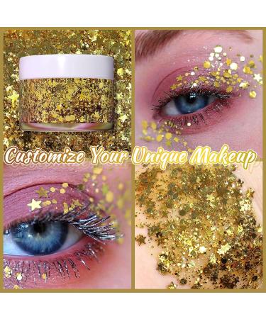 Boko 1.76oz Gold Body Glitter Gel - Chunky Liquid Mermaid Sequins for Face, Hair & Body Makeup - Perfect for Festivals & Raves - Buy Online on GoSupps.com