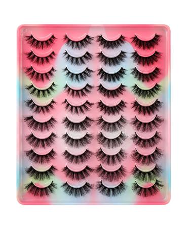 20 Pairs Natural Fluffy Cat Eye False Eyelashes - 4 Styles Wispy 5D Faux Mink Multipack - Buy Online on GoSupps.com