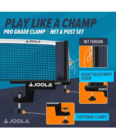 JOOLA Premium Avanti Table Tennis Net & Post Set - Portable 72 Regulation Size Ping Pong Screw On Clamp Net - White/Black - Buy Online on GoSupps.com