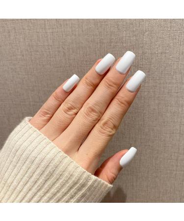 Buy Novo Ovo White Holographic Press-On Nails - Angular Artificial Fingernails with Glue | International Shipping Available - Buy Online on GoSupps.com