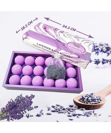 18 Lavender Bath Bombs Gift Set with Essential Oils - Organic Ingredients for Relaxing Bath - Natural Bath Balls for Men & Women - Buy Online on GoSupps.com