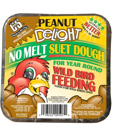C&S No Melt Suet Dough Delights for Wild Birds, 12 Pack Peanut 12-Pack