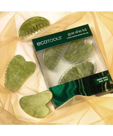 EcoTools Limited Edition Gua Sha Kit Scalp Body & Face Jade Stone Gua Shas Sculpt Depuff & Massage 3 Piece Gift Set Gua Sha Set 3CT - Buy Online on GoSupps.com