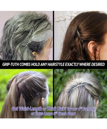 Good Hair Days Grip-Tuth Combs - Set Of 2 Hair Side Combs - Hair Combs For All Types Of Hair - Decorative & Hair Styling Women Accessories (Black 1 Wide) - Buy Online on GoSupps.com