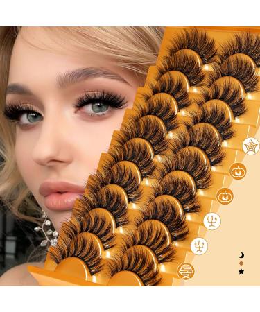 Yawamica False Eyelashes: 10 Pairs Pack of Mink Fluffy Wispy Lashes in 5 Styles - 15MM to 18MM Dramatic Full Volume Strip Lashes - Buy Online on GoSupps.com