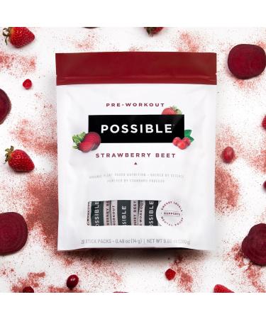 Possible Pre-Workout Powder - Drink Mix Aids Endurance & Focus - Energy Levels & Stamina Support with Green Tea Extract & Vitamin C - Non-Dairy & Organic - Strawberry Beet 20 Count (Pack of 1) - Buy Online on GoSupps.com