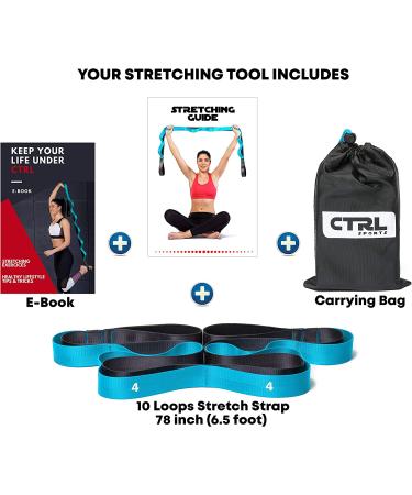 CTRL Sports Non-Elastic Stretching Strap with 10 Loops - Blue | Physical Therapy, Yoga, Exercise and Flexibility Band with Carry Bag and Instructions - Buy Online on GoSupps.com