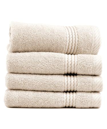 East'N Blue Lara Turkish Cotton Washcloths for Quick Dry Extra Soft and Absorbent 4 Pack Washcloth Set (Beige)