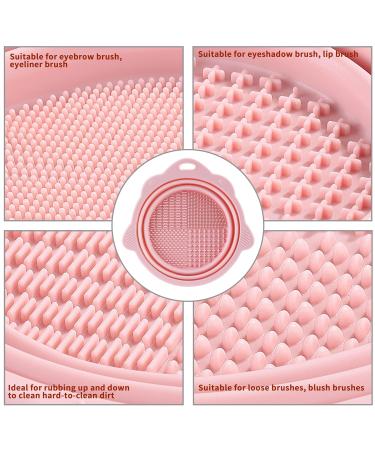 Foldable Silicone Makeup Brush Cleaner Bowl - 2 Pieces Portable Tool for Brushes Sponges & Puffs (Pink Gray) - Ideal for Travel - Buy Online on GoSupps.com