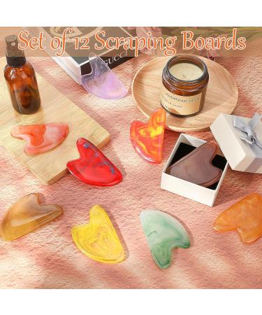 Sherr 12 Pcs Heart-Shaped Gua Sha Facial Tools - Massage & Scraping for Spa & Skin Care | 12 Retro Colors - Buy Online on GoSupps.com
