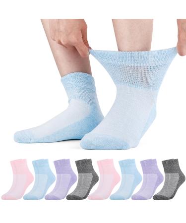 Moyel Socks for Women Diabetic Woman 8 Pairs Low Cute Wide Ankle Socks Viscose Bamboo Viscose Women Seamless Socks Cushioned Non Binding Socks with Wide Calf