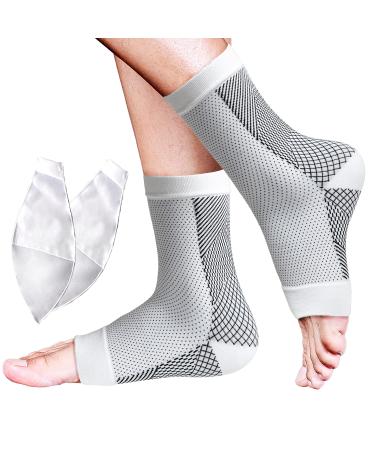 Neuropathy Socks for Soothe Plantar Fasciitis Neuropathy Pain Relief Neuropathy Socks for Women and Men  Compression Socks Ankle Brace Arch Support Heel Spur Relief(White L/XL) White L/XL