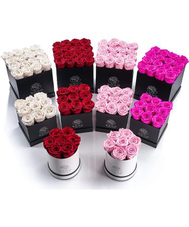Soho Floral Arts | Roses in A Box | Genuine Roses that Last for Years (White Square 4ct  Radiant Pink) | Mothers Day Gifts White Square 4ct. Radiant Pink - Buy Online on GoSupps.com