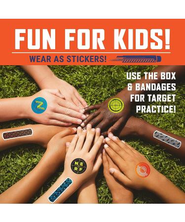 Nerf Kids Assorted Bandages 100 ct | Fun Sticker-Like Designs for Cuts & Scrapes | Adhesive Antibacterial Bandages for Kids & Toddlers - Buy Online on GoSupps.com