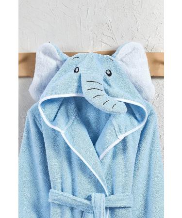 Ely Parker Children's Bathrobe for Boys & Girls | Super Soft Turkish Cotton Hooded Towel | Elephant Blue | Ages 7-8 - Buy Online on GoSupps.com