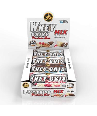 All Stars Whey-Crisp Protein Bar Mix-Box - 12 Pack (50g each) | High Protein Snack for Health & Fitness - Buy Online on GoSupps.com
