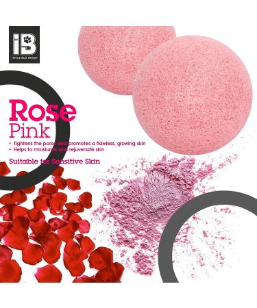 Invisible Beast Natural Konjac Facial Sponge Set - Gentle Exfoliating Skincare Tool for Acne-Prone, Oily, Dry, Sensitive Skin - Activated Charcoal and Rose - 2pc Organic Set - Buy Online on GoSupps.com