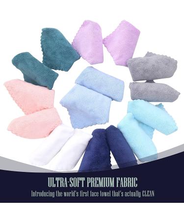 BAMBOO QUEEN 16 Count Premium Makeup Remover Cloths - Reusable & Gentle Microfiber Coral Velvet Face Towels - Highly Absorbent & Super Soft - 8x8 Inch - Multi-colored Pack - Buy Online on GoSupps.com