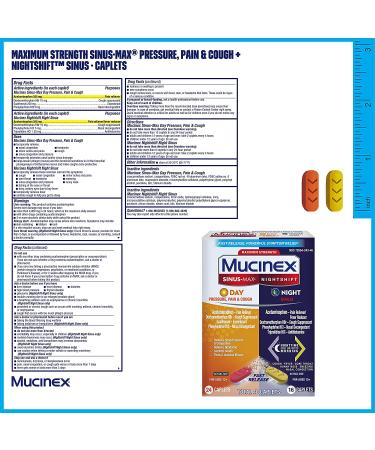 Mucinex Maximum Strength Sinus-Max Caplets - 40 Count Combo for Pressure, Pain, Cough, & Night Relief - Buy Online on GoSupps.com