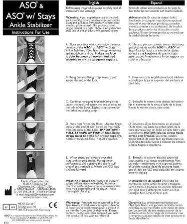 Med Spec Aso Ankle Stabilizer - Black Size S (Small) | Premium Support for Sprains & Injuries - International Shipping - Buy Online on GoSupps.com