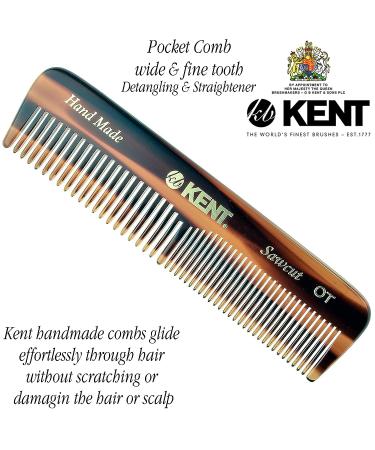 Kent A OT Small Double Tooth Hair Pocket Comb - Handmade in England, Tortoiseshell Finish - Fine/Wide Teeth for Hair, Beard, Mustache Grooming - For Men, Women, Kids - Saw Cut, Hand Polished - Buy Online on GoSupps.com