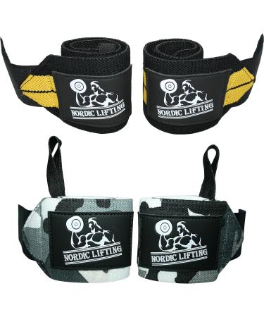 Nordic Lifting Wrist Bandages (4 pcs) - Durable Weightlifting Support for Men & Women | CrossFit & Powerlifting - Gray & Yellow - 1 Year Guarantee - Buy Online on GoSupps.com