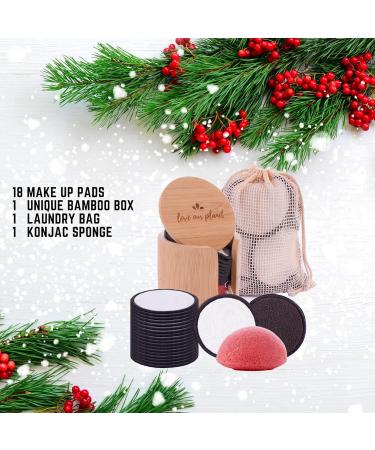 Reusable Makeup Remover Pads Set - Eco-Friendly Bamboo Cotton I 18 Washable Face & Eye Pads I Includes Natural Konjac Sponge & Holder Box I Sustainable Beauty Products - Buy Online on GoSupps.com
